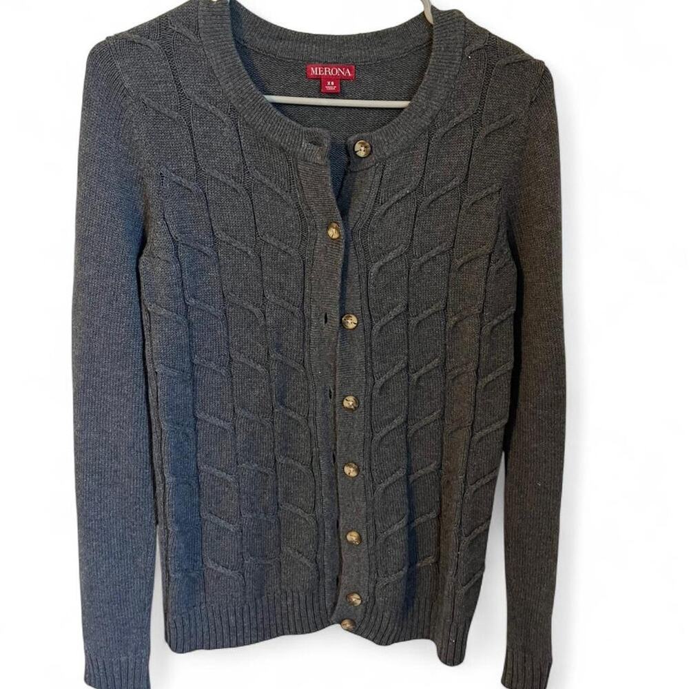Dark grey cable knit cardigan